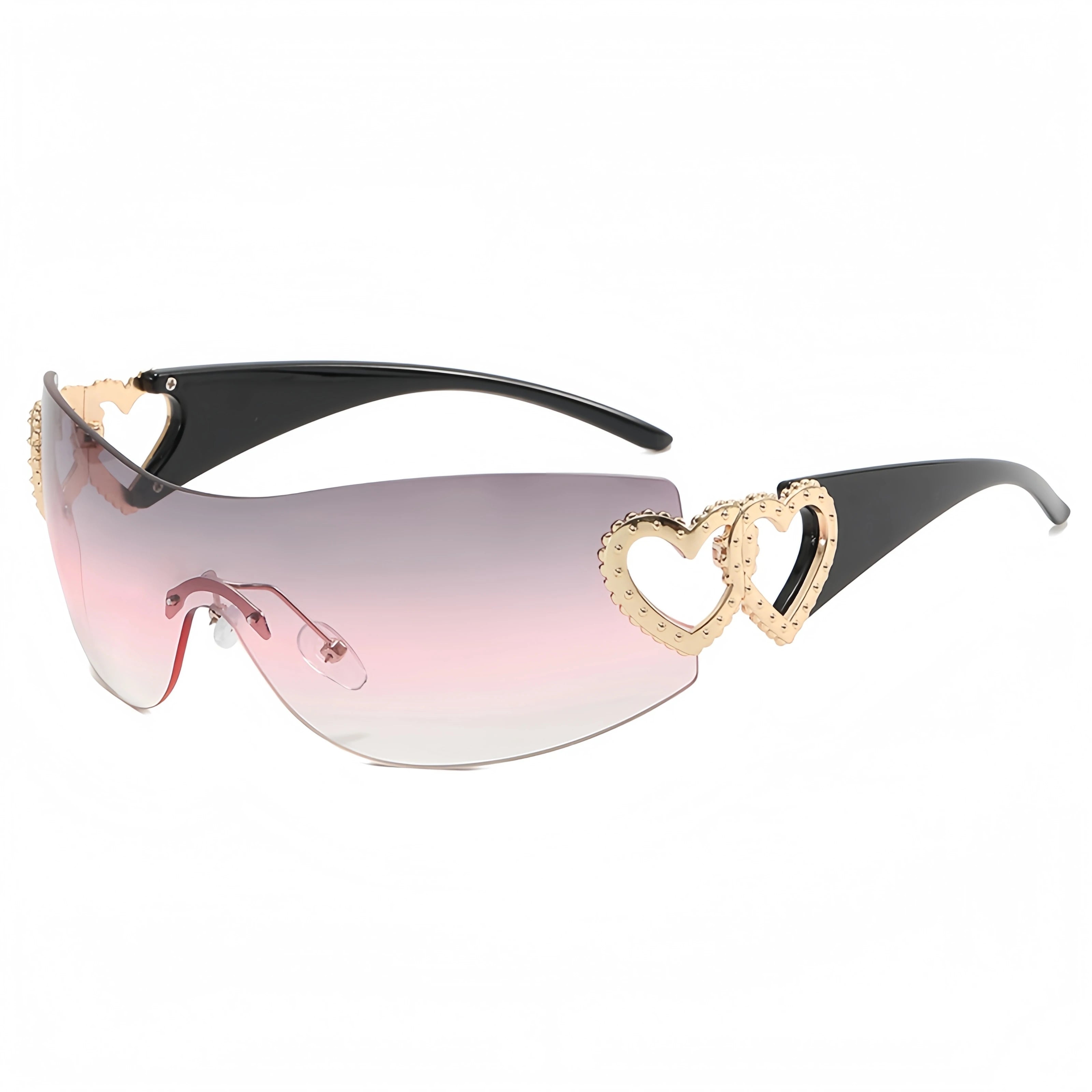 Heart Temple Y2K Sunglasses