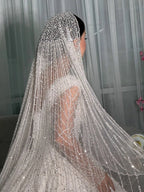 Sequined Lace Bridal Veil