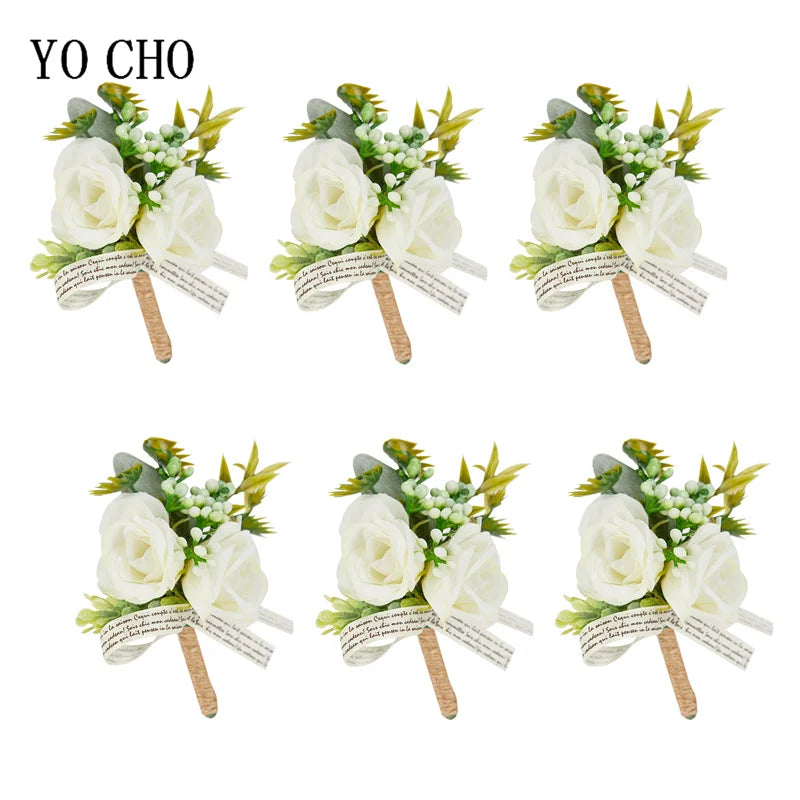 6-Piece Rose Boutonniere Set