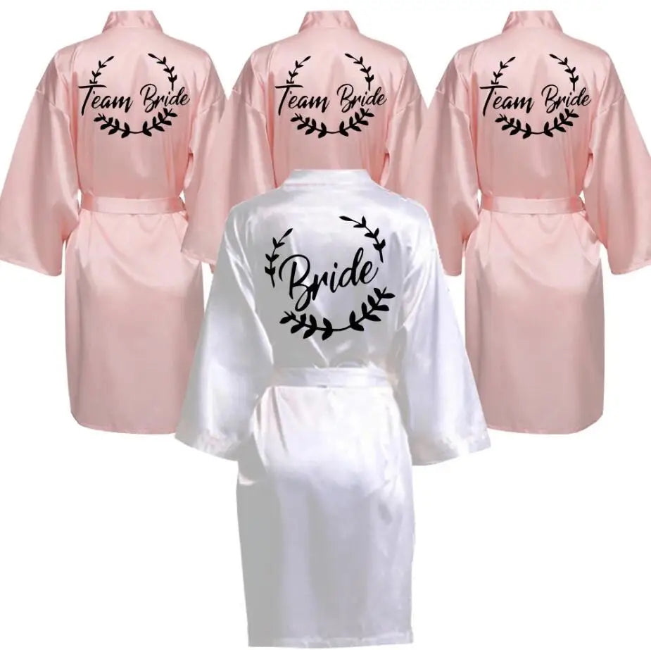 Team Bride Satin Kimono Robe