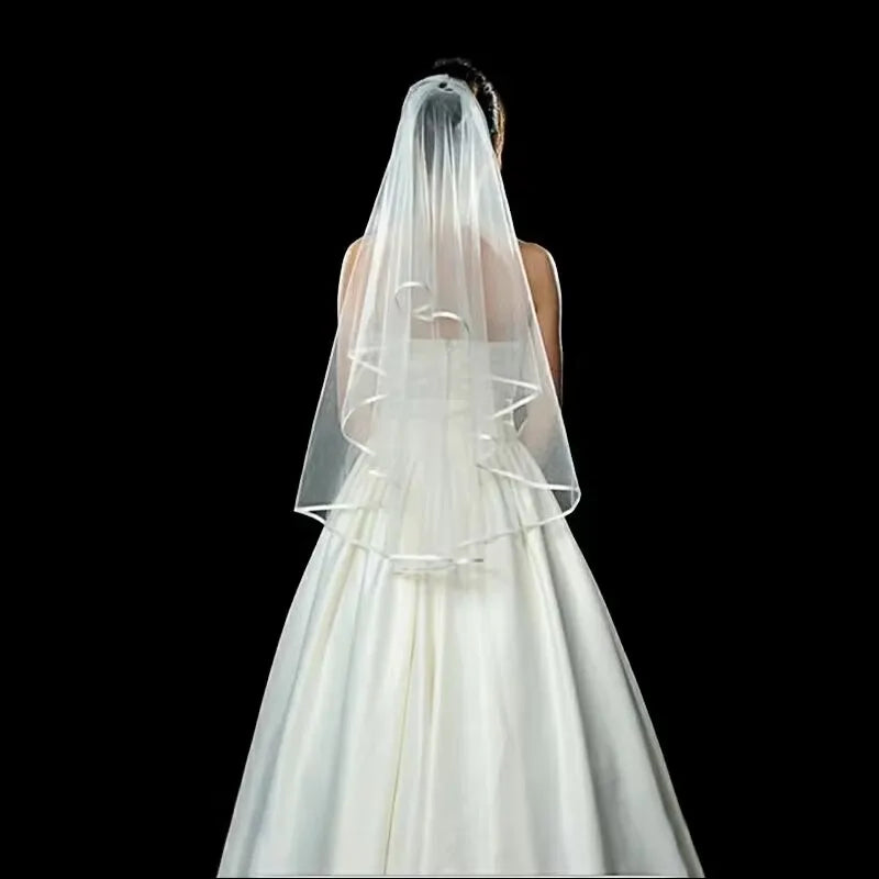Ribbon Edge Cascade Bridal Veil