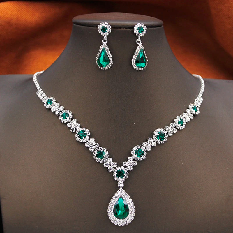 Purple Rhinestone Bridal Jewelry Set