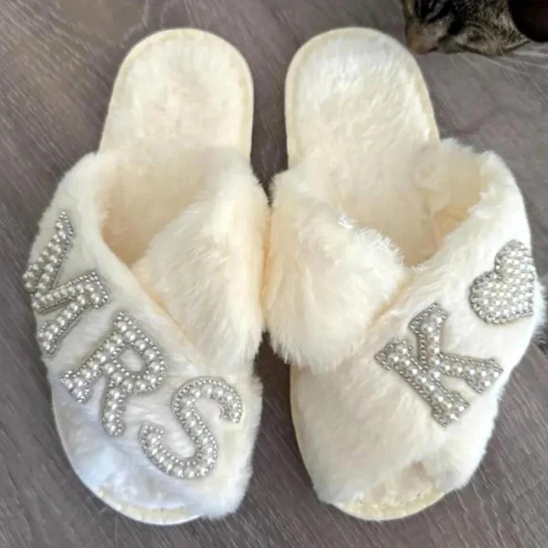 Personalized Pearl Bridal Slippers