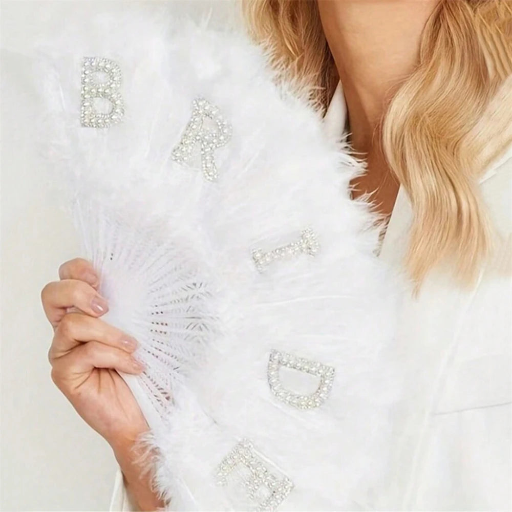 Vintage Feather Folding Fan