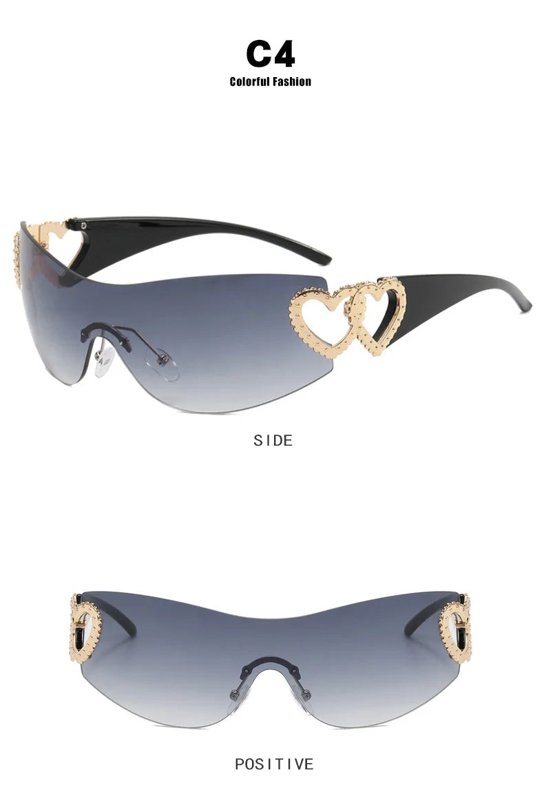 Heart Temple Y2K Sunglasses