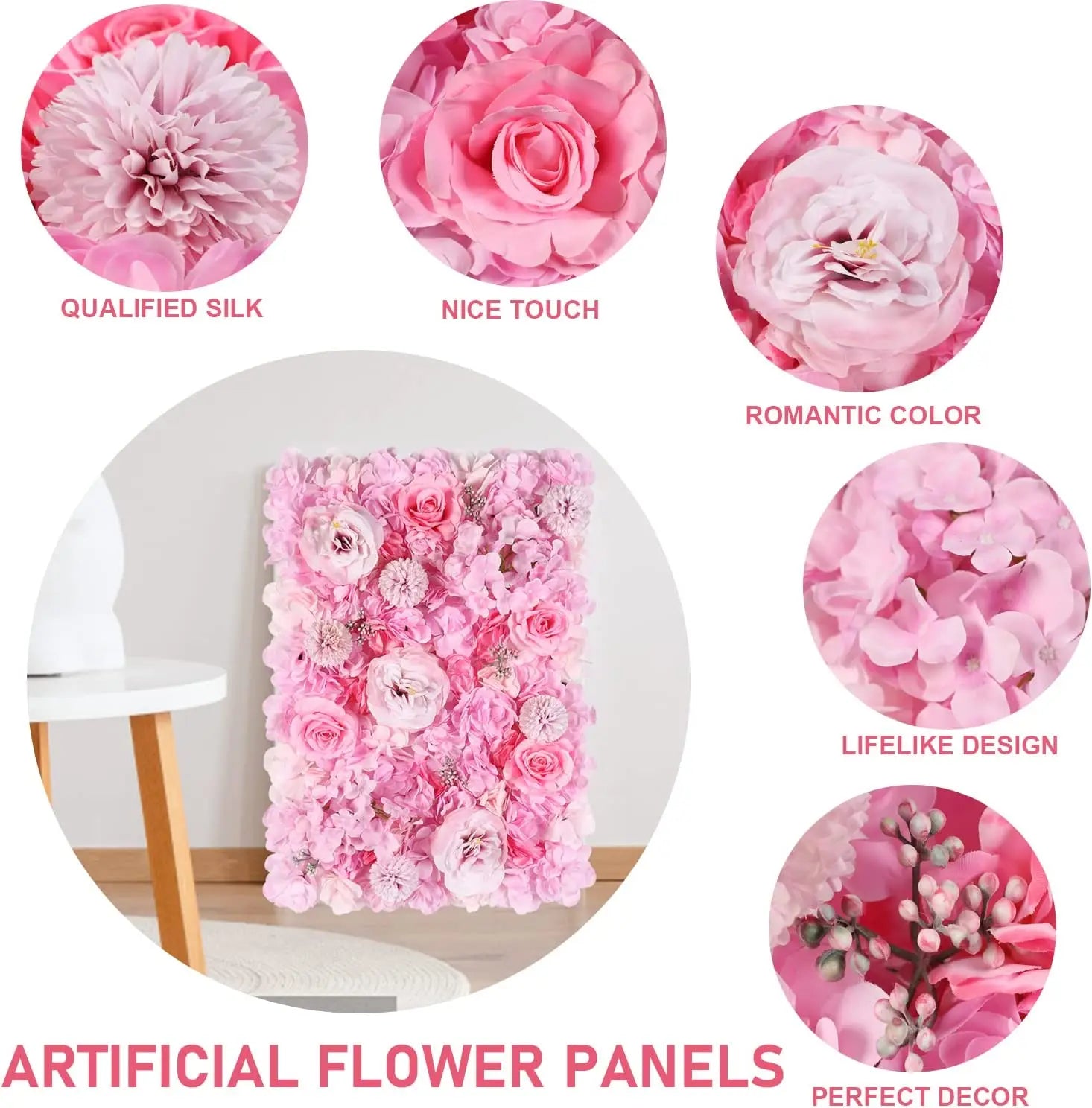 Silk Rose & Peony Flower Wall Panel