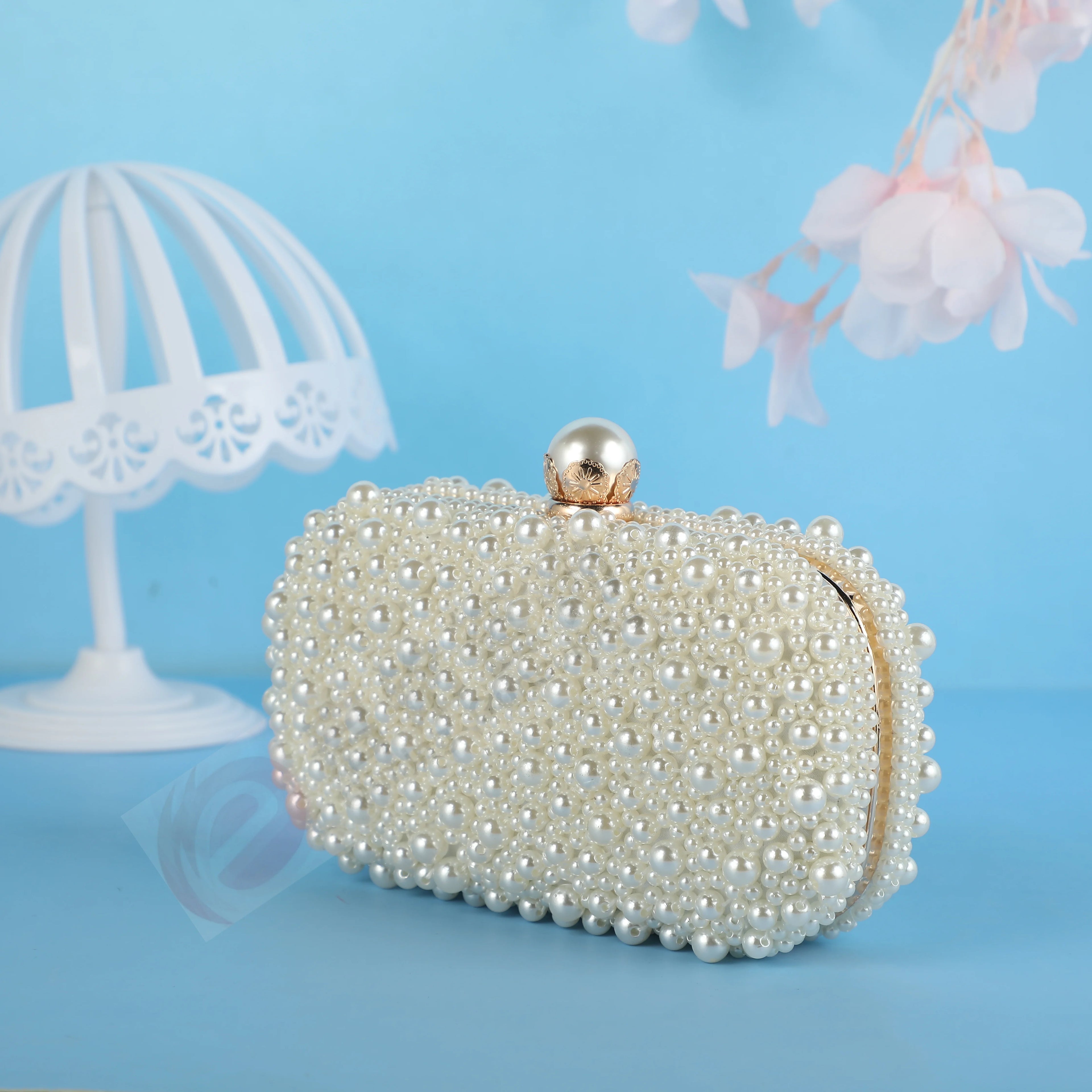 Pearl Beaded Bridal Clutch