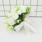White Silk Rose Bridal Bouquet