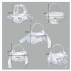 White Lace Pearl Flower Girl Basket
