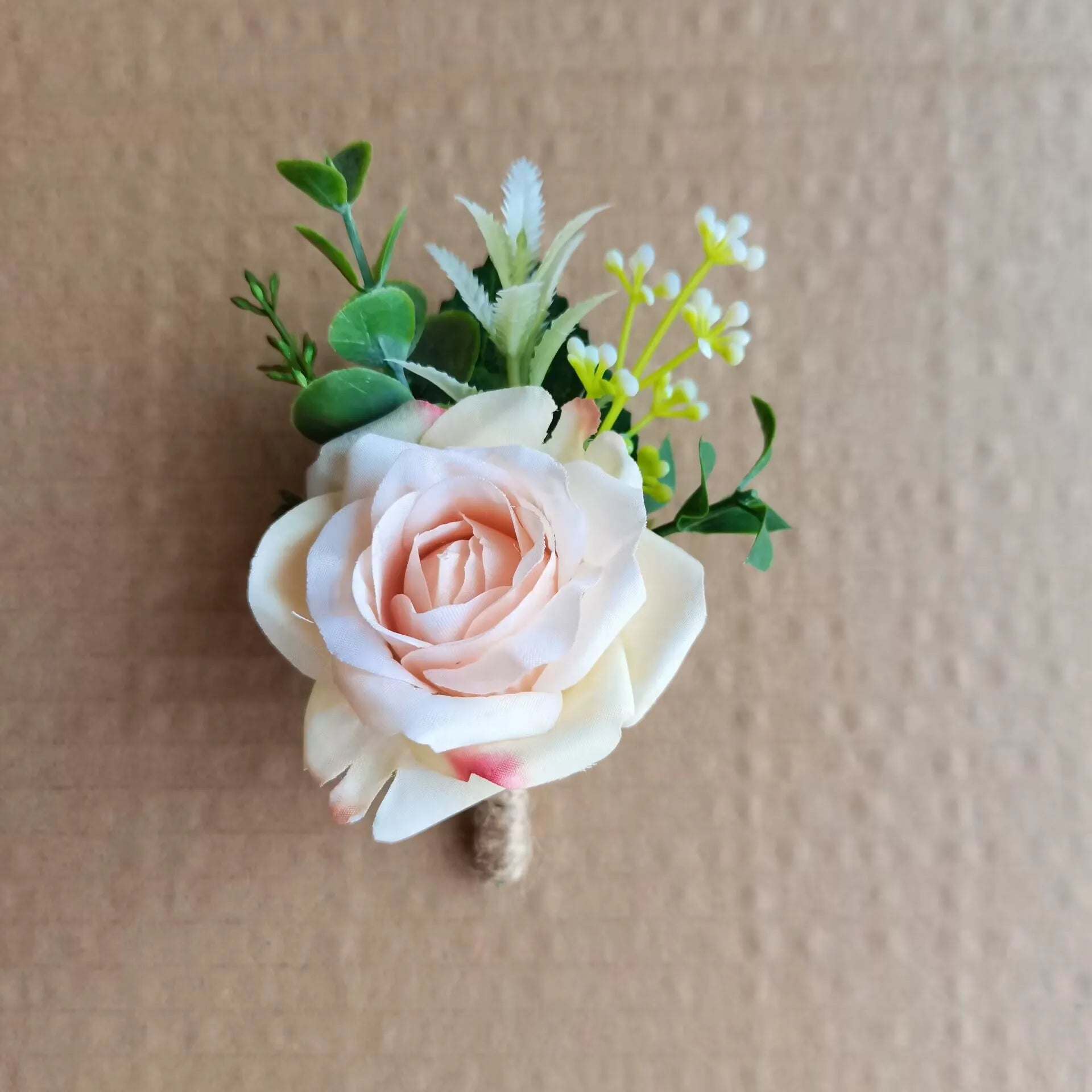 Beige Rose Wedding Boutonniere