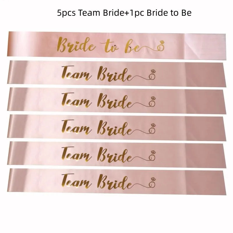 Rose Gold “Team Bride” Satin Sash – Bride To Be Bachelorette Party Accessory