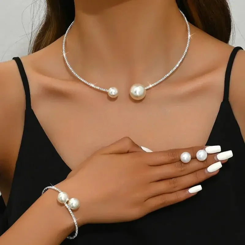 Pearl & Rhinestone Bridal Jewelry Set