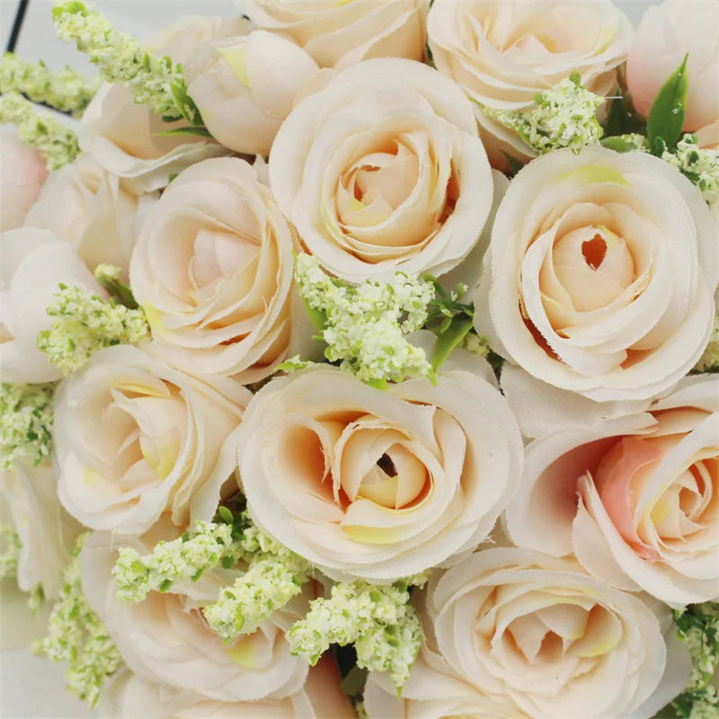 White Silk Rose Bridal Bouquet