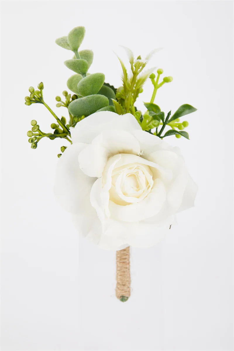 Beige Rose Wedding Boutonniere
