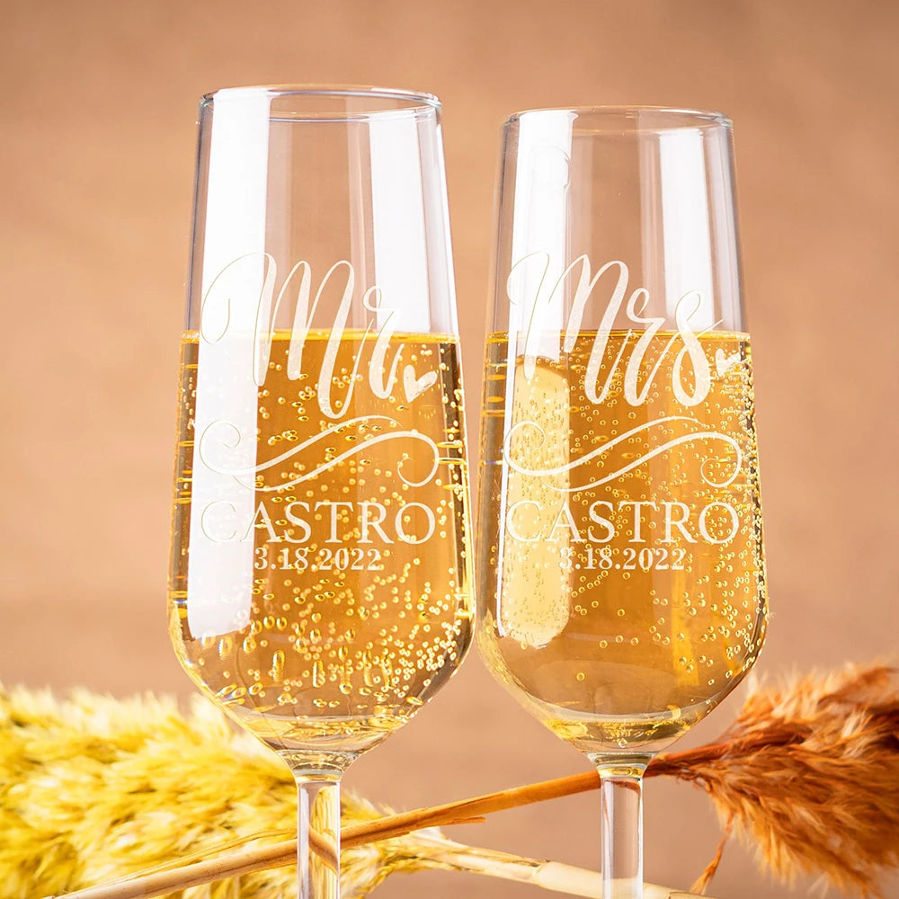 Personalized Mr & Mrs Champagne Flutes