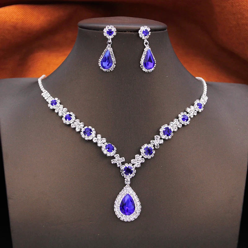 Purple Rhinestone Bridal Jewelry Set