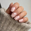 Pink Heart Print Fake Nails
