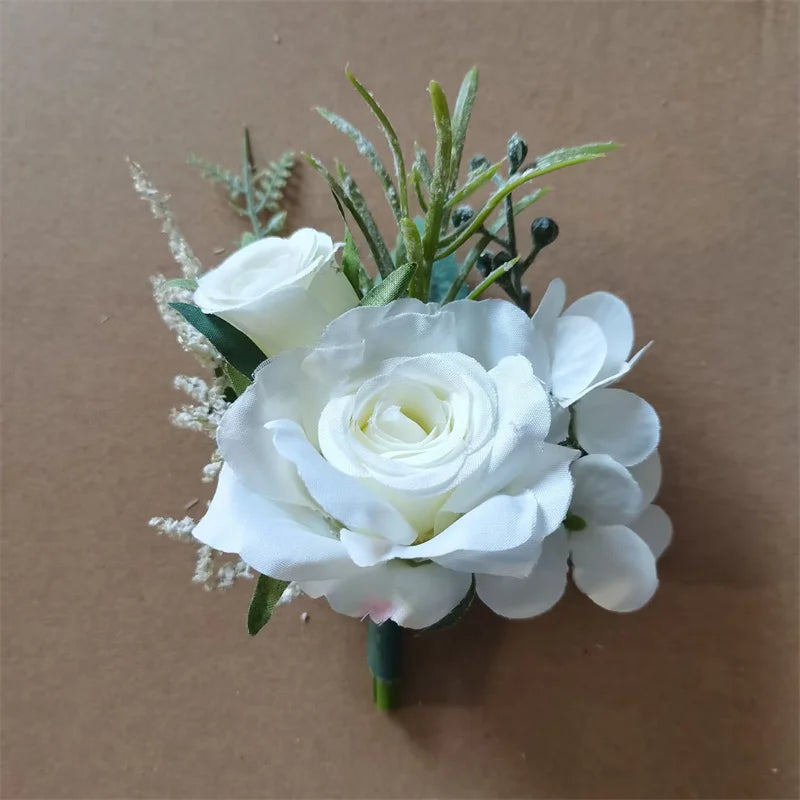 Beige Rose Wedding Boutonniere