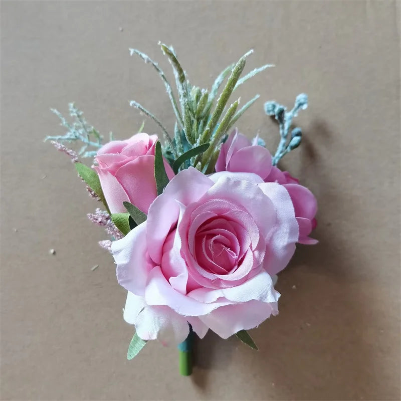 Beige Rose Wedding Boutonniere