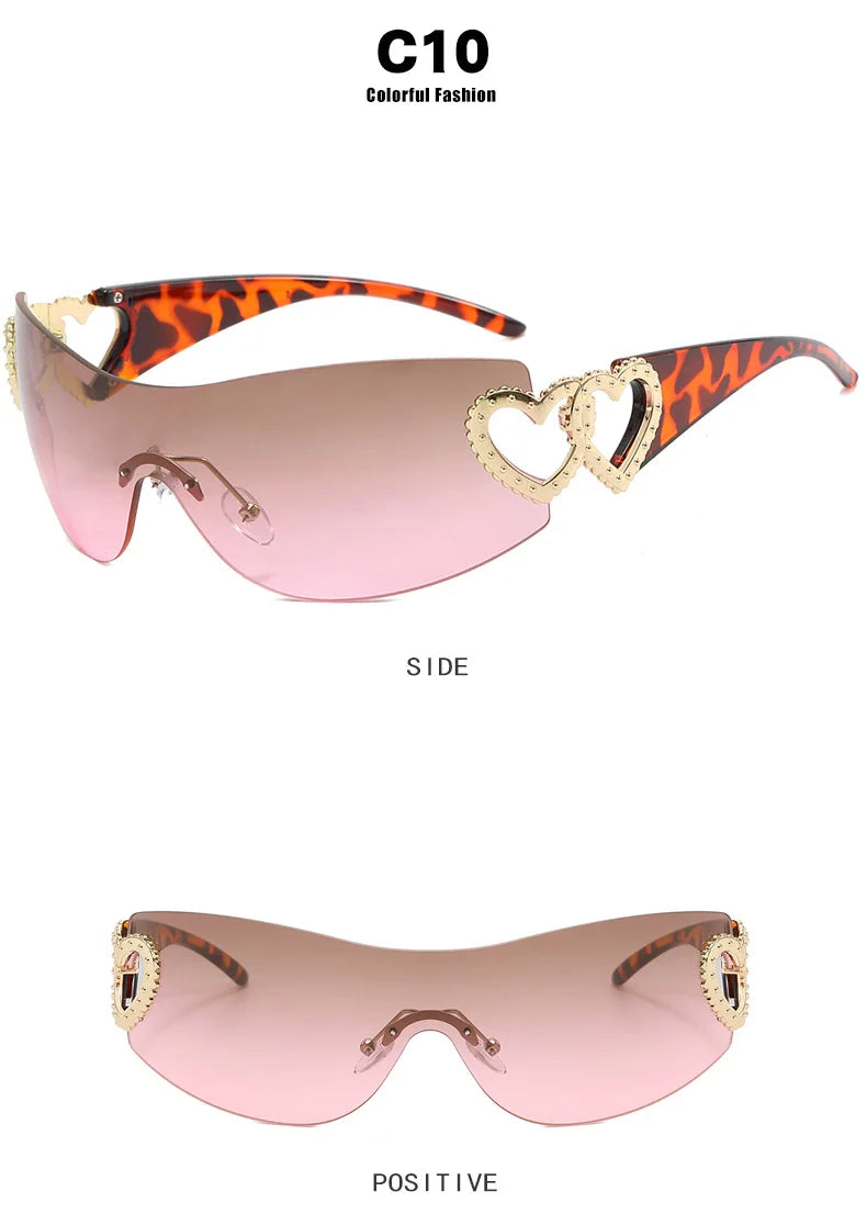 Heart Temple Y2K Sunglasses