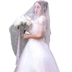 Face-Covered Long Bridal Veil