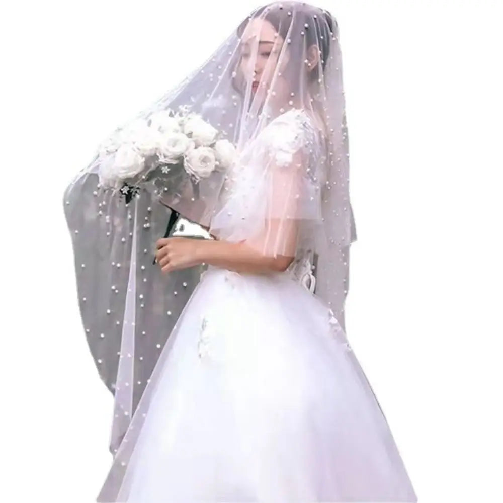 Face-Covered Long Bridal Veil