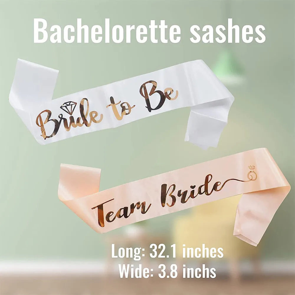 Rose Gold “Team Bride” Satin Sash – Bride To Be Bachelorette Party Accessory