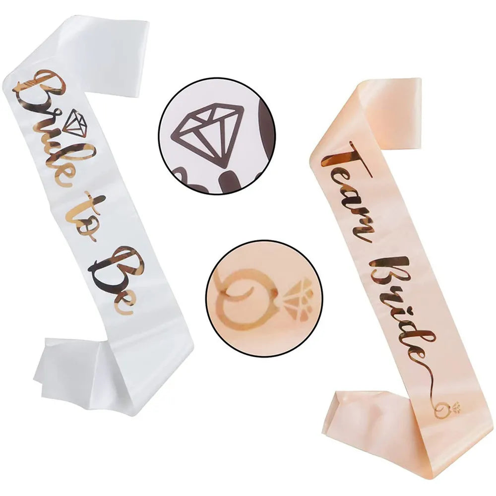 Rose Gold “Team Bride” Satin Sash – Bride To Be Bachelorette Party Accessory