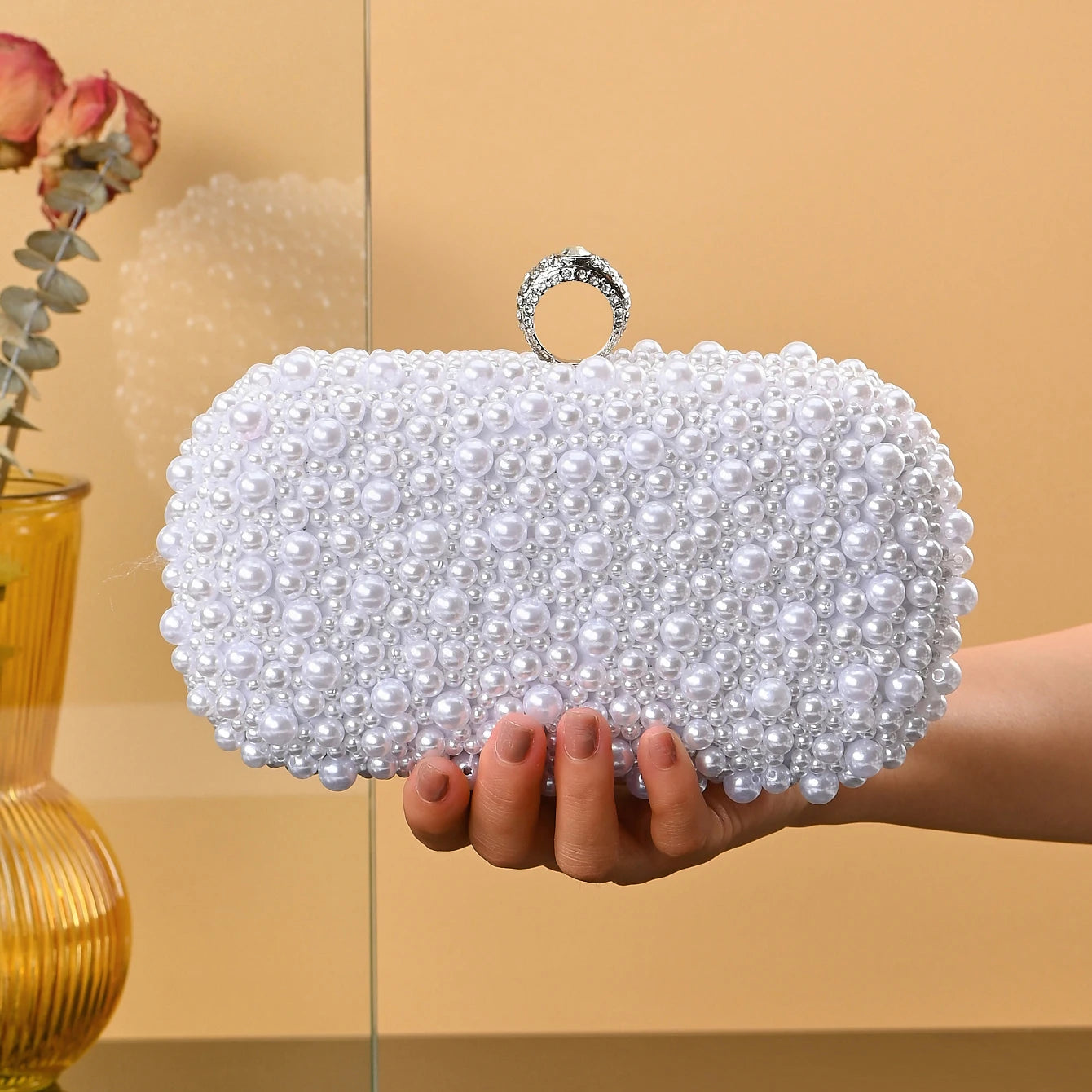 Pearl Beaded Bridal Clutch
