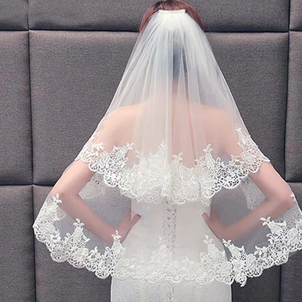Lace Appliqué Bridal Veil