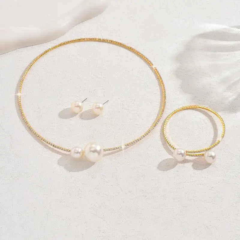 Pearl & Rhinestone Bridal Jewelry Set