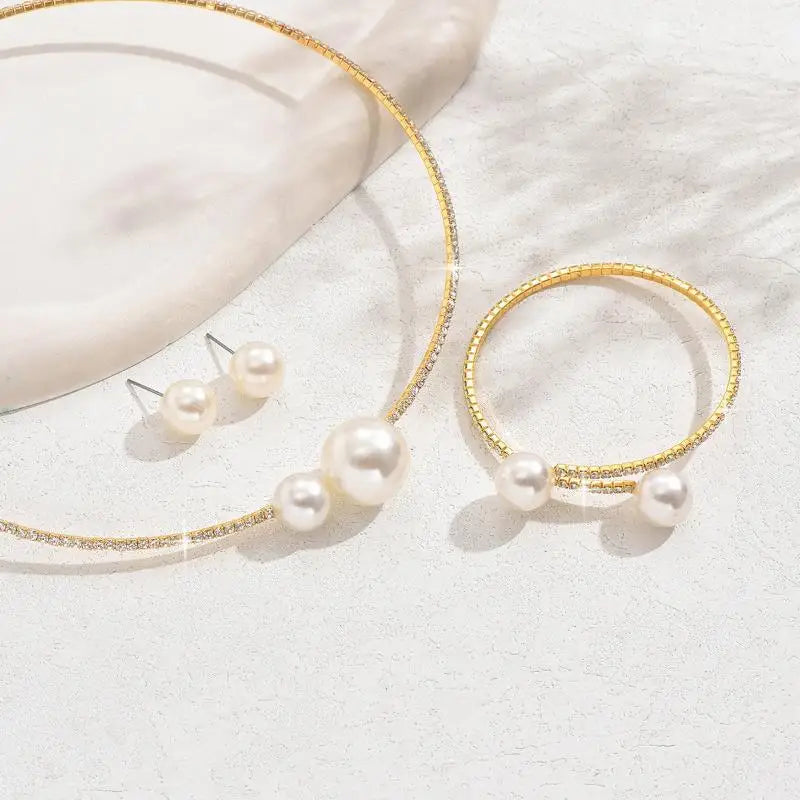 Pearl & Rhinestone Bridal Jewelry Set