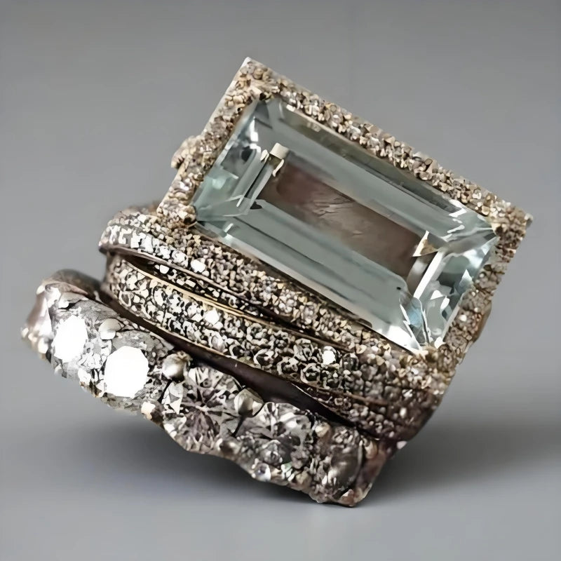 Blue Zircon Ring Set