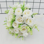 White Silk Rose Bridal Bouquet