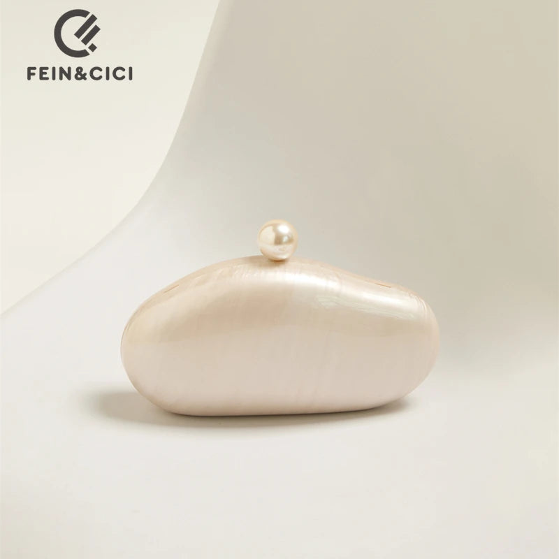 Pearl Shell Acrylic Clutch