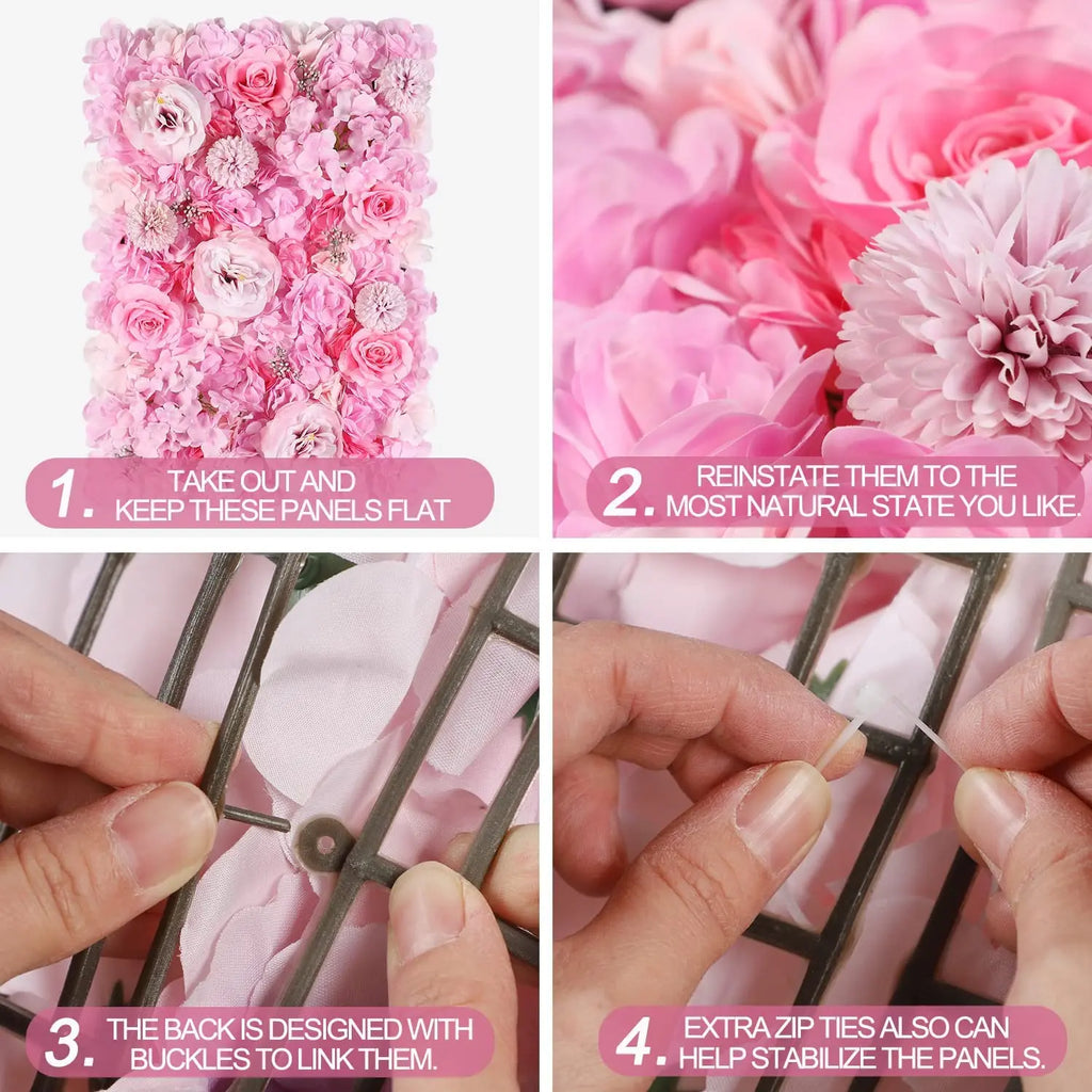 Silk Rose & Peony Flower Wall Panel