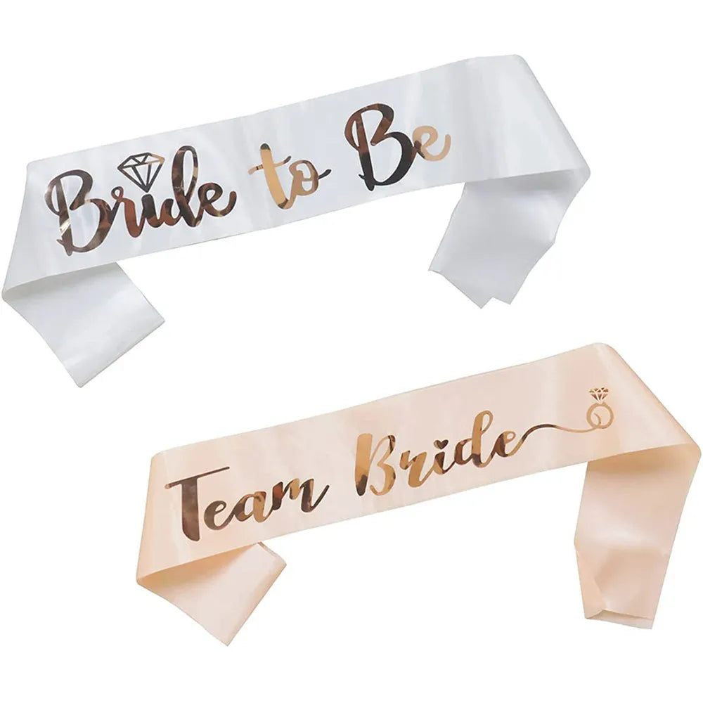 Rose Gold “Team Bride” Satin Sash – Bride To Be Bachelorette Party Accessory