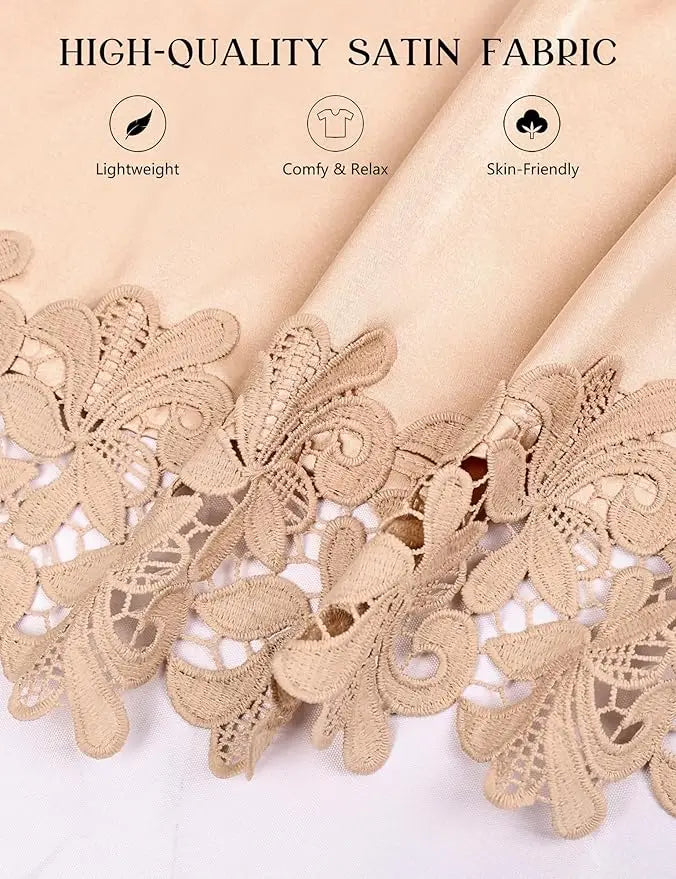 Bride Satin Lace Trim Robe