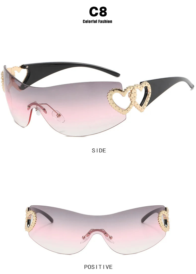 Heart Temple Y2K Sunglasses