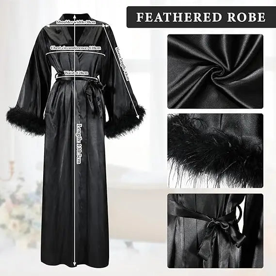 White Feather Trim Bridal Robe
