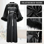 White Feather Trim Bridal Robe