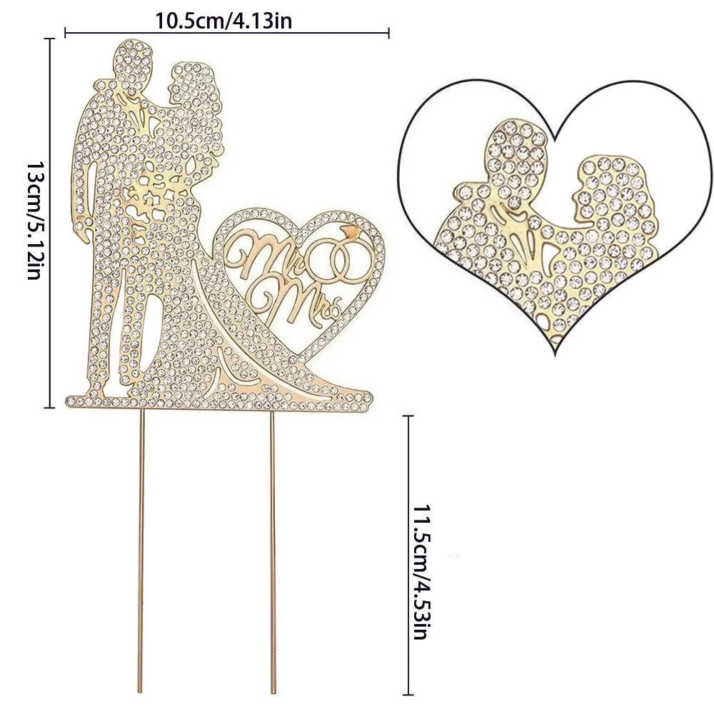 Crystal Rhinestone “Mr & Mrs” Cake Topper