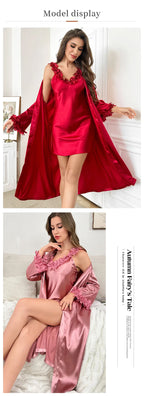 Bride Lace Satin Robe Set