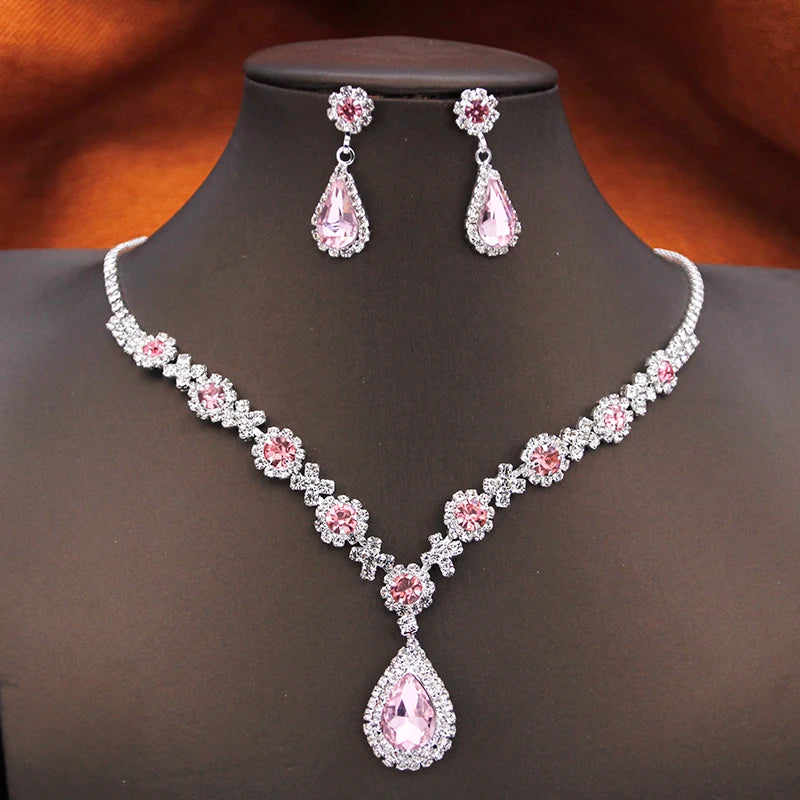 Purple Rhinestone Bridal Jewelry Set