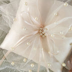 White Lace Pearl Flower Girl Basket