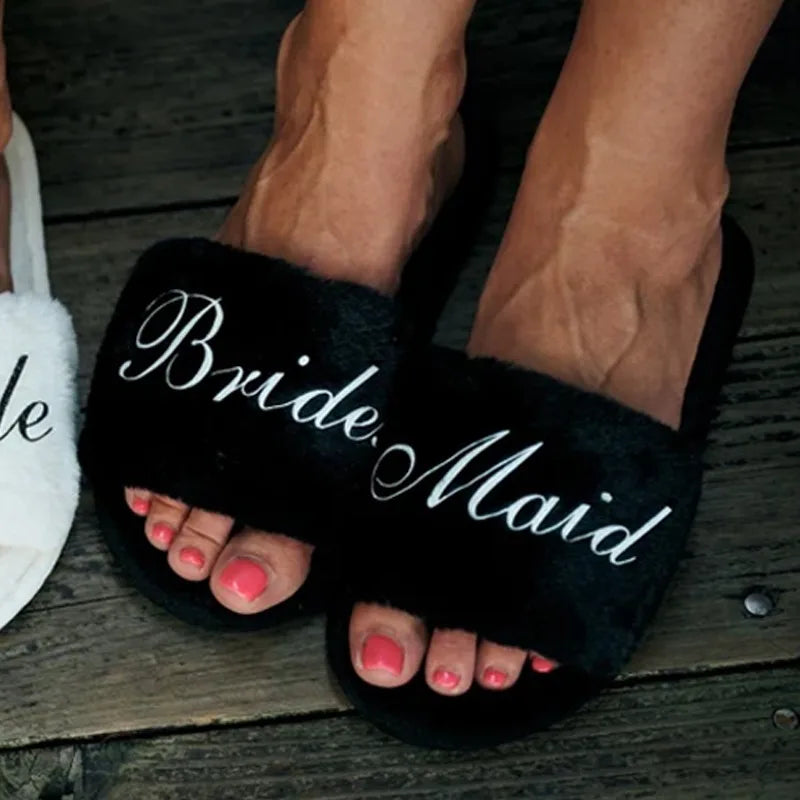 Fluffy Bridal Slippers