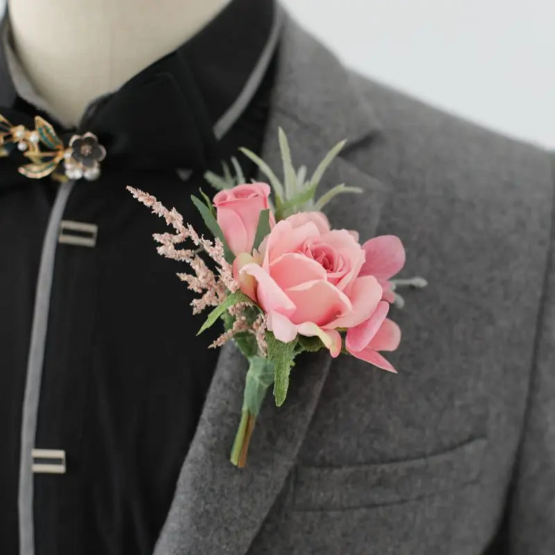 Beige Rose Wedding Boutonniere