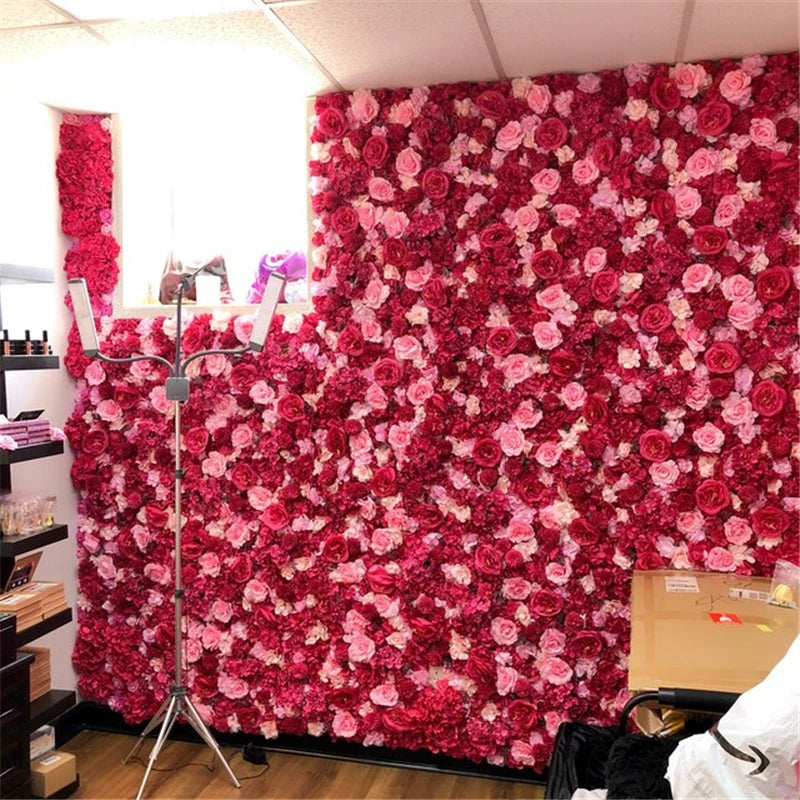 Silk Rose & Peony Flower Wall Panel