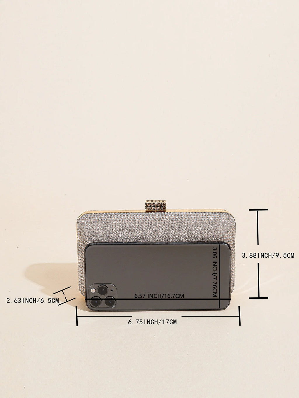 Silver Rhinestone Evening Clutch