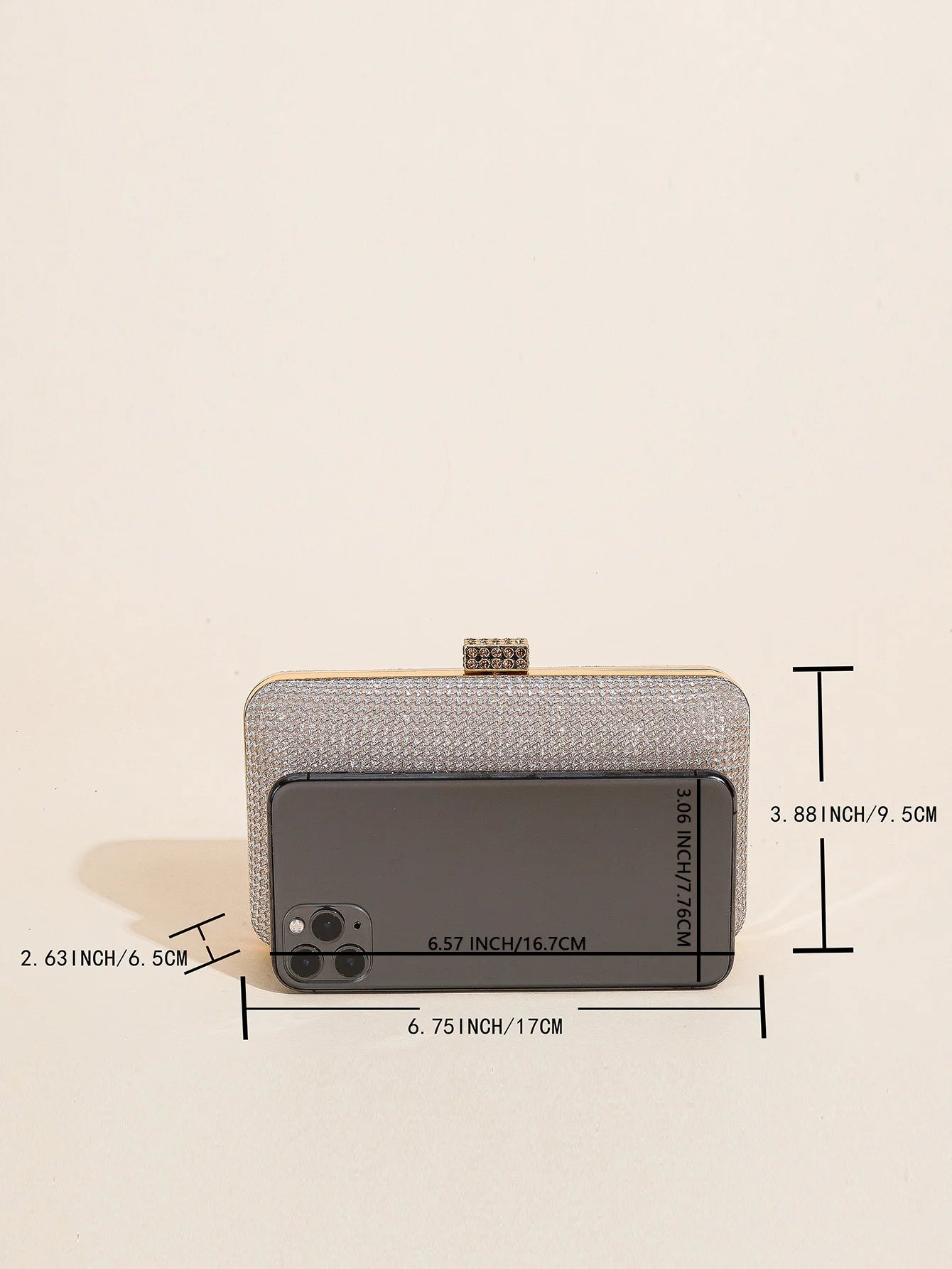 Silver Rhinestone Evening Clutch
